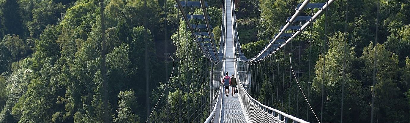 Harz - Wanderer auf der Seilhängebrücke
